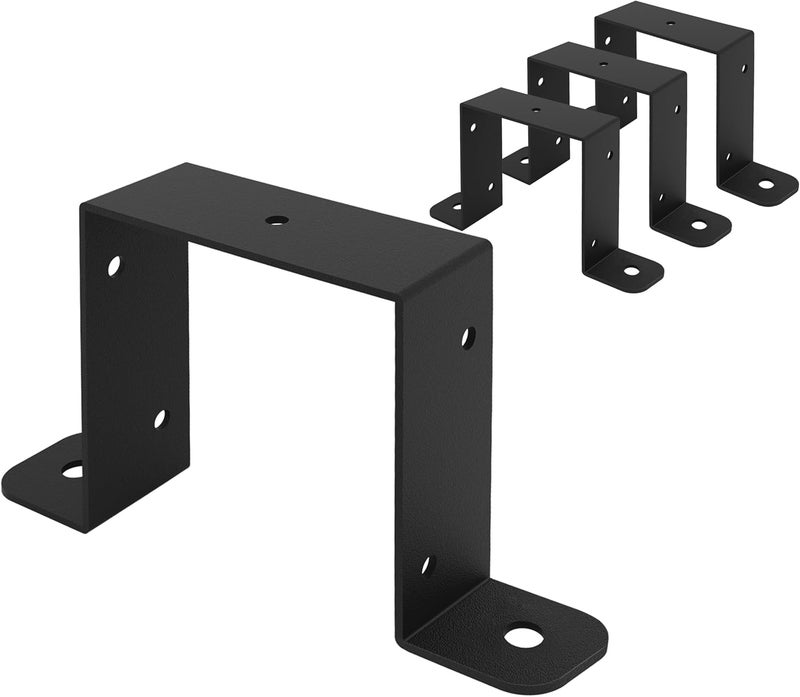 Wpbhk 4pcs Strap Post Ties Brackets, Square Tube Strap Clamp,U-Shaped Pipe Clamp Bracket, Black Square Tube Buckle for 4x4 Deck Fence Post Tie Bracket - Image 1